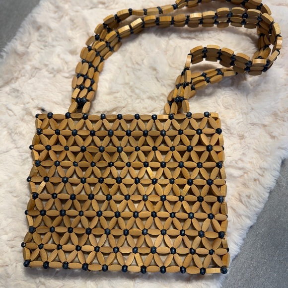 Charlotte Russe Handbags - Charlotte Russe Wooden Bead Flower Shoulder Bag